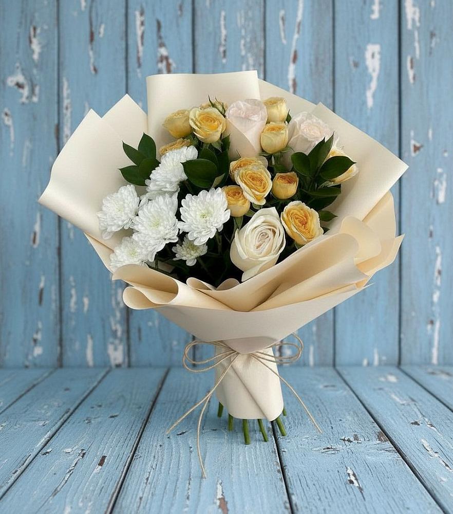 Букет цветов из: Розы и Хризантемы в Нефтекумске
