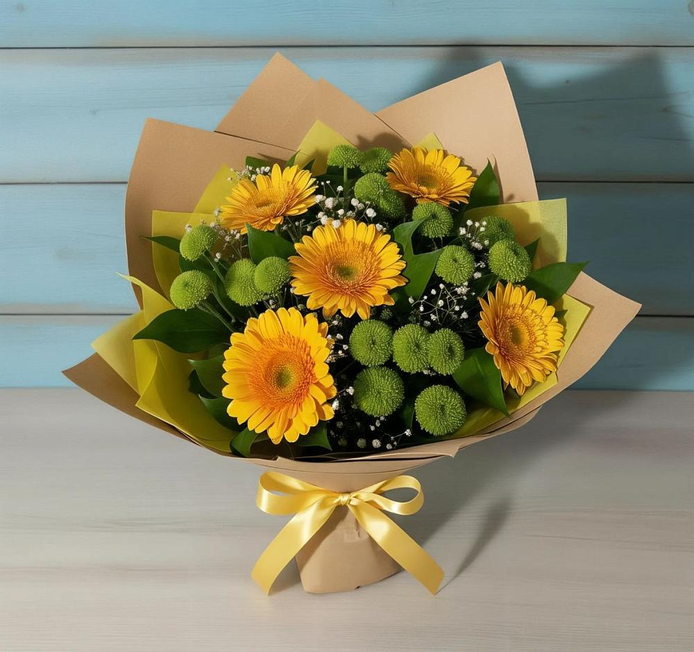 Букет цветов из: Герберы и Хризантемы в Нефтекумске