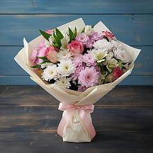 Букет цветов из:  Хризантемы, Альстромерии и Розы в Нефтекумске