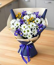 Букет цветов из:  Розы, Ирисы и Хризантемы в Нефтекумске
