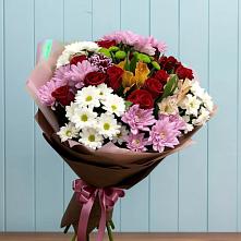 Букет цветов из:  Розы, Хризантемы и Альстромерии в Нефтекумске